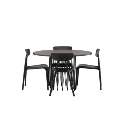 Sten Rundt Spisebordssæt - Sort og Mocca