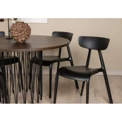 Sten Rundt Spisebordssæt - Sort og Mocca