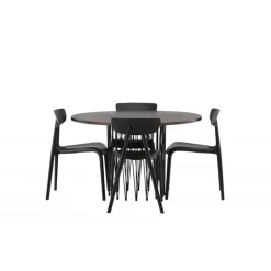 Sten Rundt Spisebordssæt - Sort og Mocca