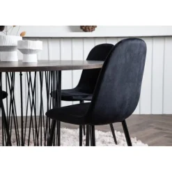 Sten Rundt Spisebordssæt - Sort og Mocca