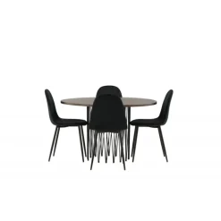 Sten Rundt Spisebordssæt - Sort og Mocca