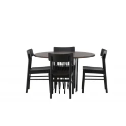 Sten Rundt Spisebordssæt - Sort og Mocca