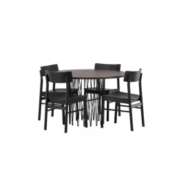 Sten Rundt Spisebordssæt - Sort og Mocca