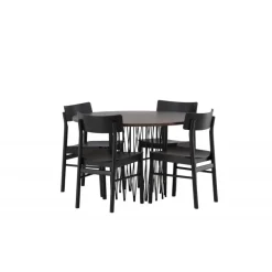 Sten Rundt Spisebordssæt - Sort og Mocca