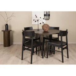 Sten Rundt Spisebordssæt - Sort og Mocca