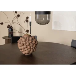 Sten Rundt Spisebordssæt - Sort og Mocca