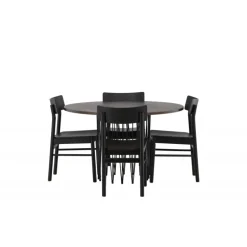 Sten Rundt Spisebordssæt - Sort og Mocca