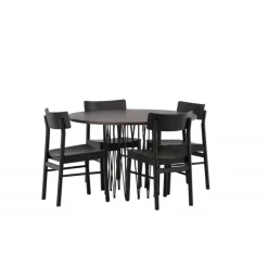 Sten Rundt Spisebordssæt - Sort og Mocca