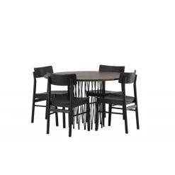 Sten Rundt Spisebordssæt - Sort og Mocca