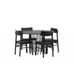 Sten Rundt Spisebordssæt - Sort og Mocca