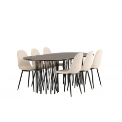 Stone Oval Spisebordssæt - Beige og Mocca