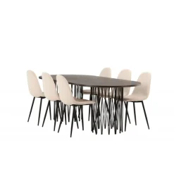 Stone Oval Spisebordssæt - Beige og Mocca