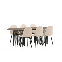 Stone Oval Spisebordssæt - Beige og Mocca
