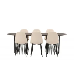 Stone Oval Spisebordssæt - Beige og Mocca