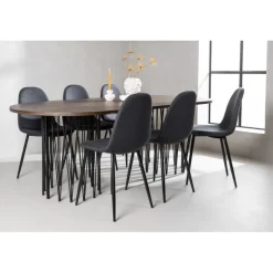 Stone Oval Spisebordssæt - Sort og Mocca