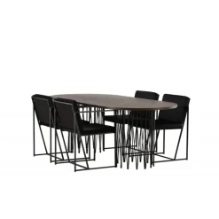 Stone Oval Spisebordsæt - Sort og Mocca