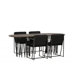 Stone Oval Spisebordsæt - Sort og Mocca