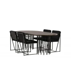 Stone Oval Spisebordsæt - Sort og Mocca