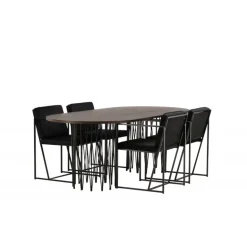 Stone Oval Spisebordsæt - Sort og Mocca