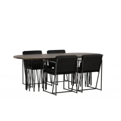 Stone Oval Spisebordsæt - Sort og Mocca