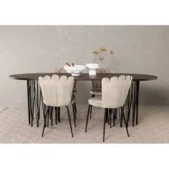 Stone Ovalt spisebordssæt - Beige og Mocca