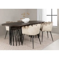 Stone Ovalt spisebordssæt - Beige og Mocca