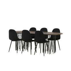 Stone Ovalt spisebordssæt - Sort og Mocca