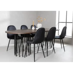 Stone Ovalt spisebordssæt - Sort og Mocca