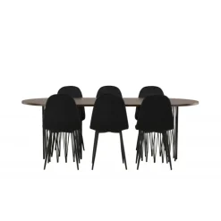 Stone Ovalt spisebordssæt - Sort og Mocca