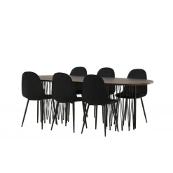 Stone Ovalt spisebordssæt - Sort og Mocca