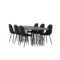 Stone Ovalt spisebordssæt - Sort og Mocca