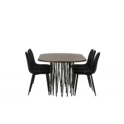 Stone Ovalt spisebordssæt - Sort og Mocca