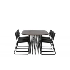 Stone Ovalt spisebordssæt - Sort og Mocca