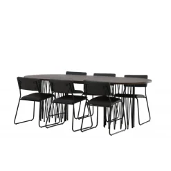 Stone Ovalt spisebordssæt - Sort og Mocca