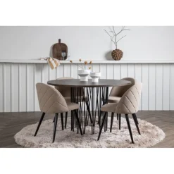 Stone Rundt Spisebordssæt - Beige og Mocca