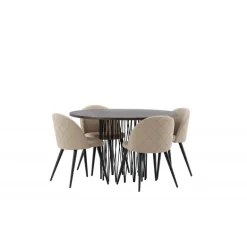 Stone Rundt Spisebordssæt - Beige og Mocca