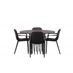 Stone Rundt Spisebordssæt - Sort og Mocca