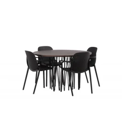 Stone Rundt Spisebordssæt - Sort og Mocca