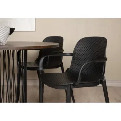 Stone Rundt Spisebordssæt - Sort og Mocca