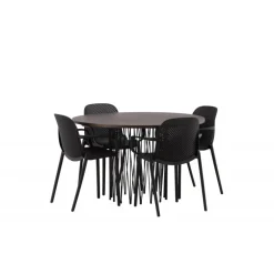 Stone Rundt Spisebordssæt - Sort og Mocca