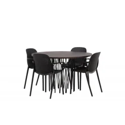 Stone Rundt Spisebordssæt - Sort og Mocca