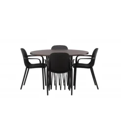 Stone Rundt Spisebordssæt - Sort og Mocca