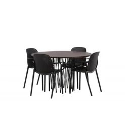 Stone Rundt Spisebordssæt - Sort og Mocca