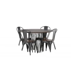 Stone Rundt Spisebordssæt - Mocca og Valnød