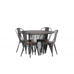 Stone Rundt Spisebordssæt - Mocca og Valnød