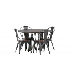 Stone Rundt Spisebordssæt - Mocca og Valnød