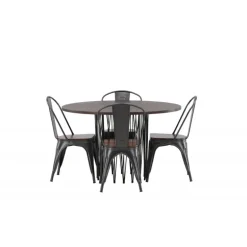 Stone Rundt Spisebordssæt - Mocca og Valnød