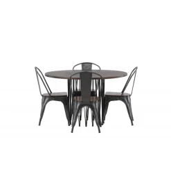 Stone Rundt Spisebordssæt - Mocca og Valnød