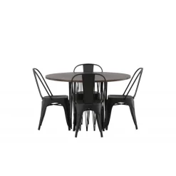 Stone Rundt Spisebordssæt - Sort og Mocca