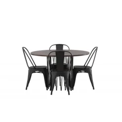 Stone Rundt Spisebordssæt - Sort og Mocca